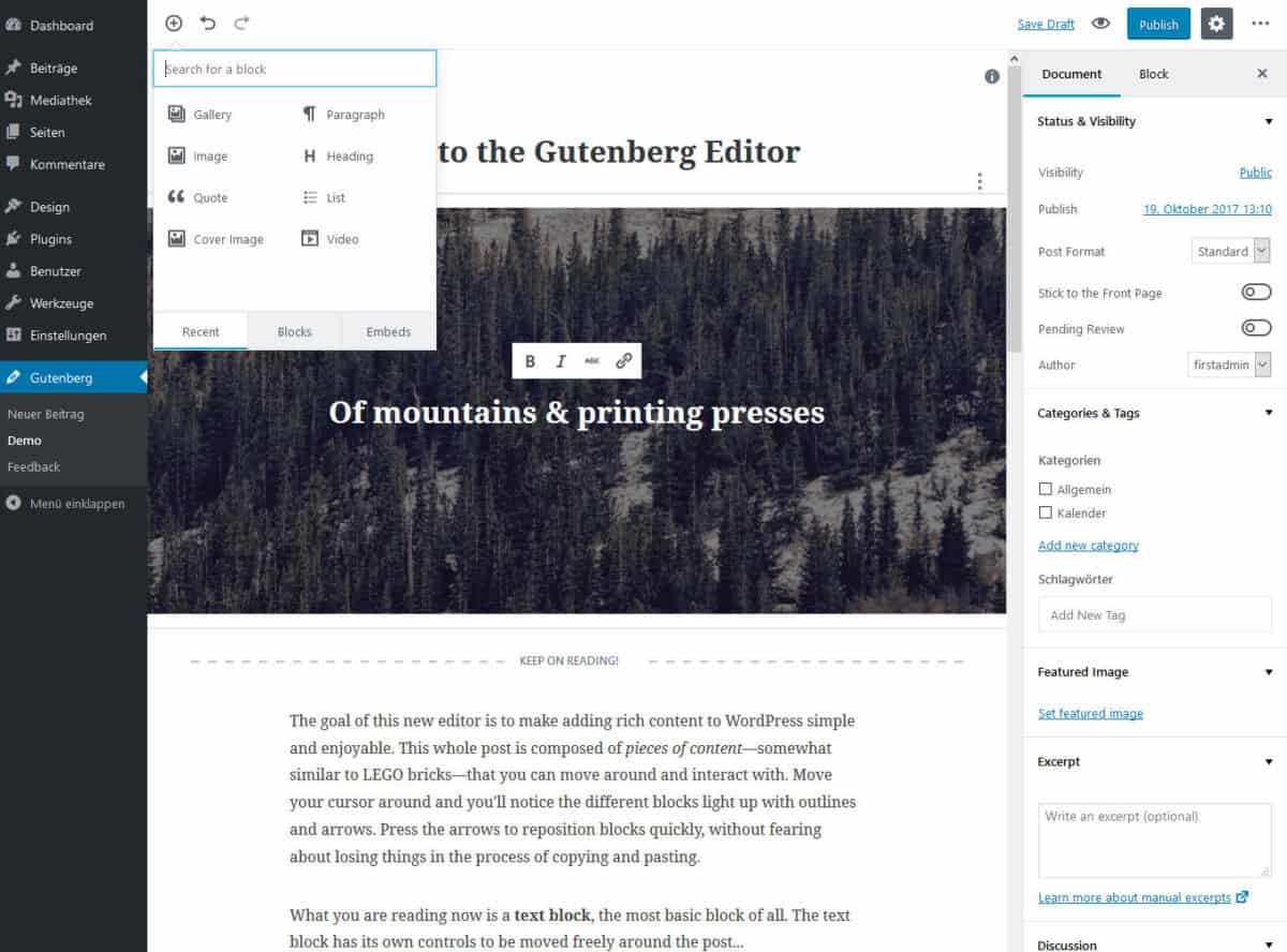 gutenberg demo